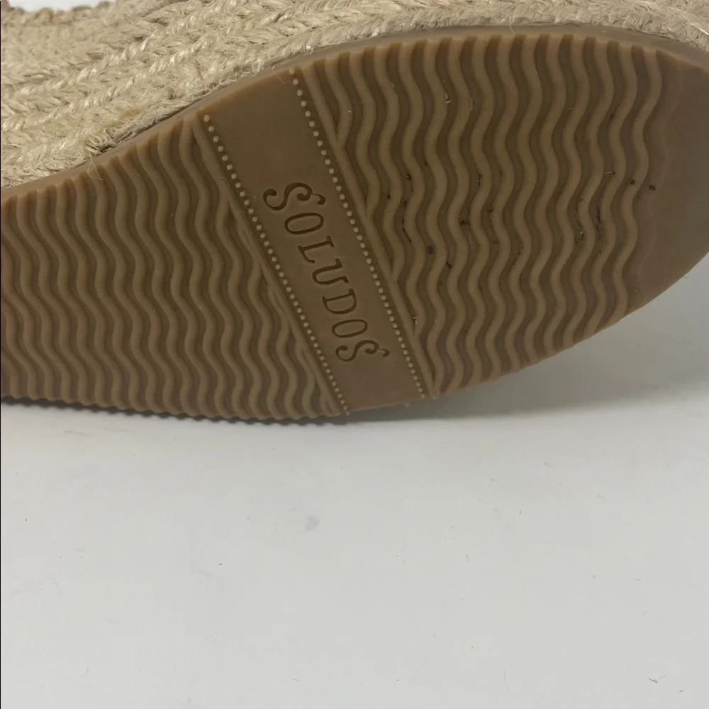 Soludos Leather Tan Wedge Platform Sandals with Ankle Strap Size 7.5